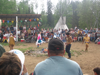 Doig River youth dancing at Doig Days, 2005